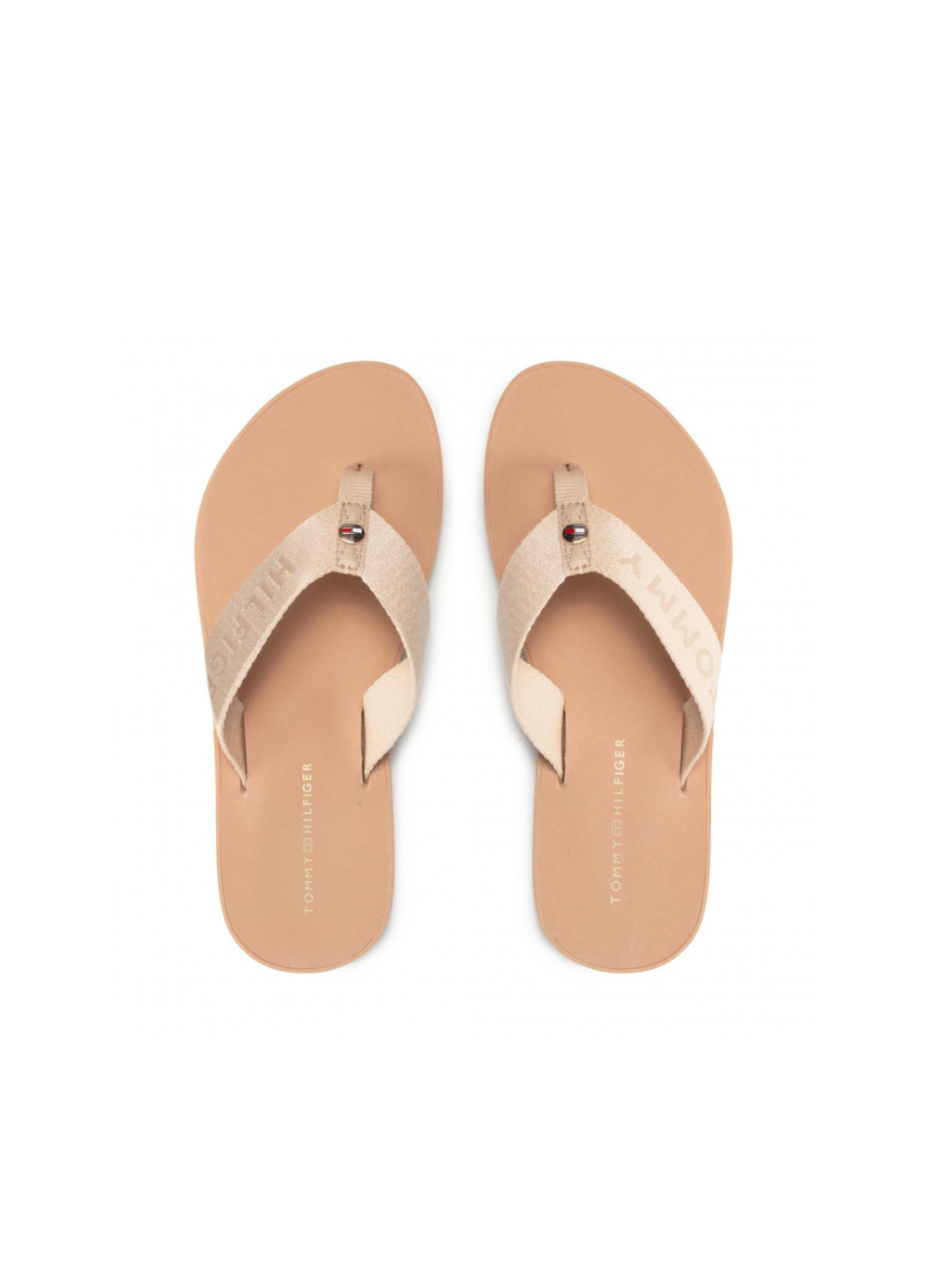 detail Tommy Hilfiger dámské béžové žabky