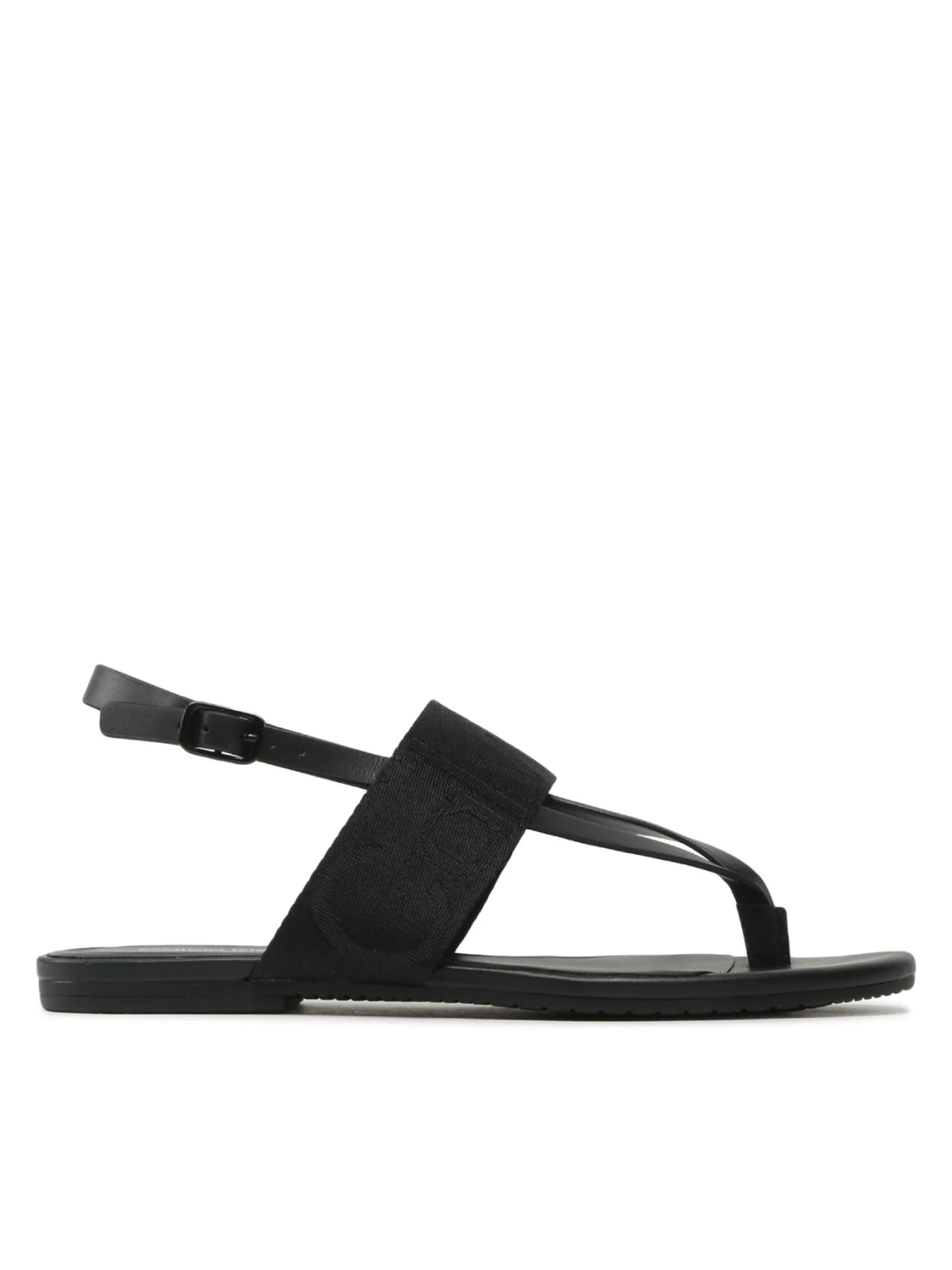 detail Calvin Klein dámské černé sandály FLAT SANDAL TOEPOST WEBBING