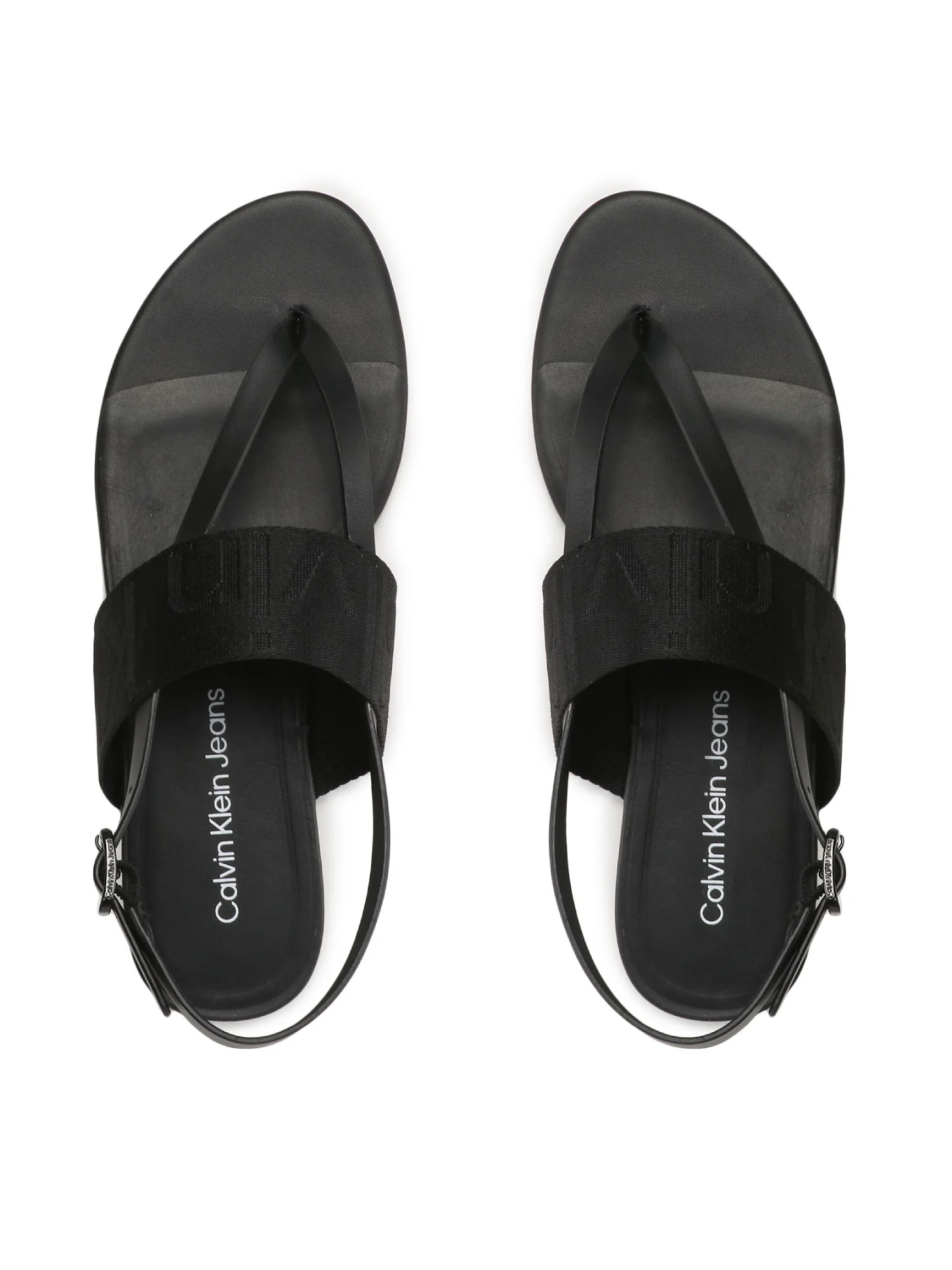 detail Calvin Klein dámské černé sandály FLAT SANDAL TOEPOST WEBBING