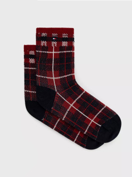 náhled Tommy Hilfiger dámské čeveno modré kostkované ponožky