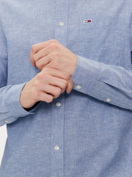 náhled Tommy Jeans pánská světle modrá košile Mao