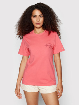 náhled Tommy Jeans dámské růžové triko SIGNATURE