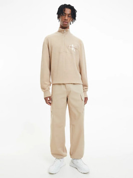 náhled Calvin Klein pánská béžová mikina WAFFLE HALF ZIP