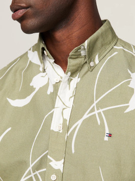 náhled Tommy Hilfiger pánská khaki košile s krátkým rukávem