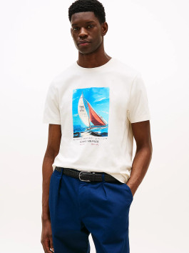 náhled Tommy Hilfiger pánské krémové tričko