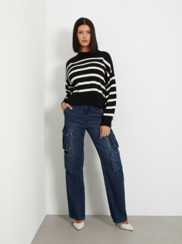 náhled Guess dámský černý pruhovaný svetr