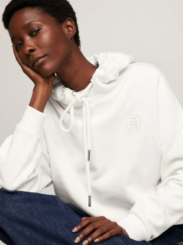 náhled Tommy Hilfiger dámská krémová mikina s kapucí