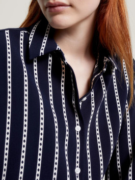 náhled Tommy Hilfiger dámská tmavě modrá košile se vzorem