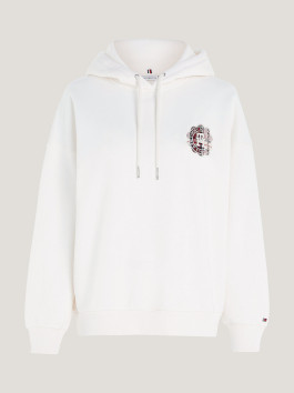 náhled Tommy Hilfiger dámská krémová mikina s kapucí