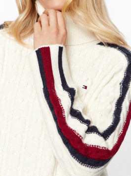 náhled Tommy Hilfiger dámský krémový svetr