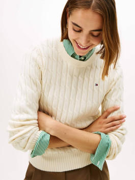 náhled Tommy Hilfiger dámský krémový svetr