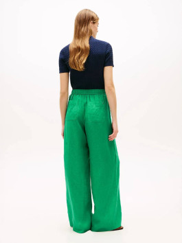 náhled Tommy Hilfiger dámské zelené lněné kalhoty