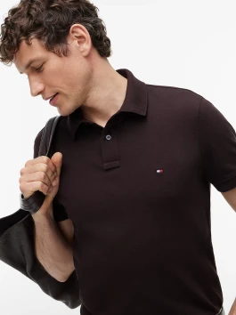 náhled Tommy Hilfiger pánské tmavě hnědé polo tričko