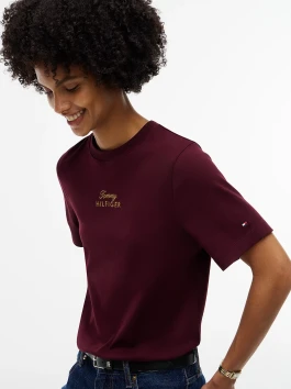 náhled Tommy Hilfiger dámské tmavě vínové tričko