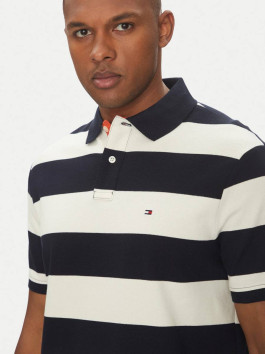náhled Tommy Hilfiger pánské modro krémové pruhované polotričko