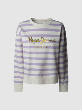 náhled Pepe Jeans dámská bílo fialová pruhovaná mikina