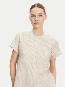 náhled Tommy Hilfiger dámská béžová pruhovaná lněná košile