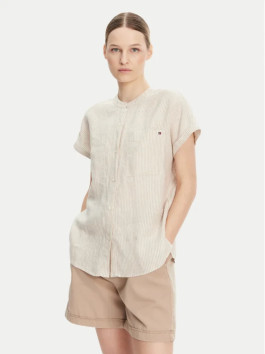 náhled Tommy Hilfiger dámská béžová pruhovaná lněná košile