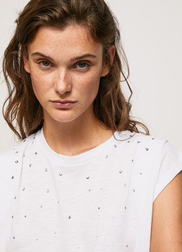 náhled Pepe Jeans dámské bíle triko MORGANA s cvoky
