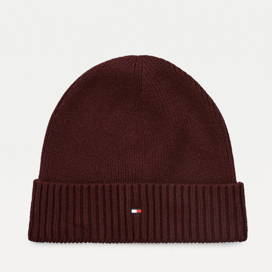 Tommy Hilfiger pánská vínová zimní čepice Pima