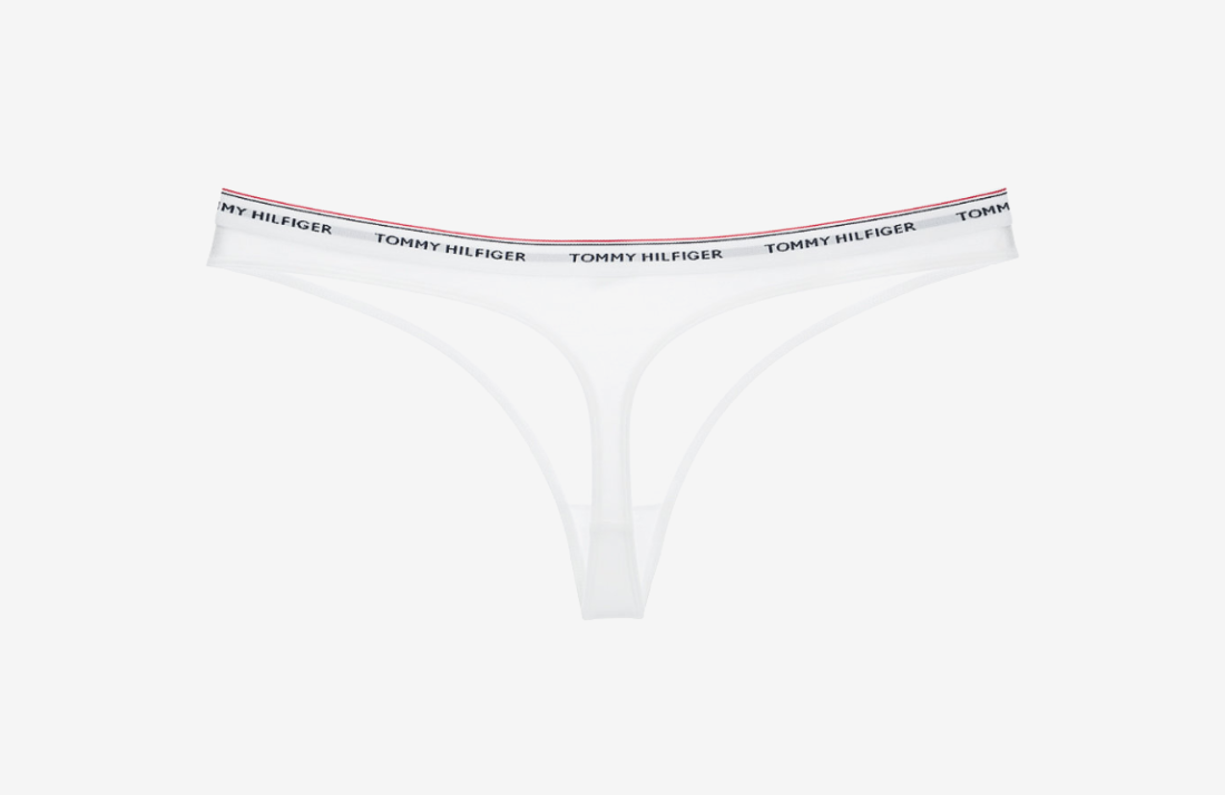 detail Tommy Hilfiger dámské bílé tanga 3pack Essentials