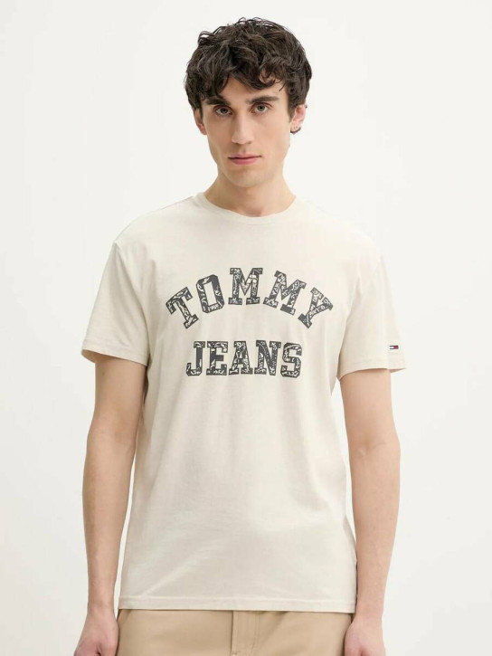 Tommy Jeans pánské béžové tričko