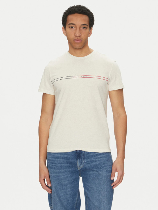 Tommy Jeans pánské krémové tričko