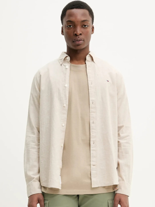 Tommy Jeans pánská béžová košile