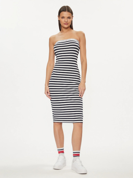 Tommy Jeans dámské modro bílé pruhované šaty
