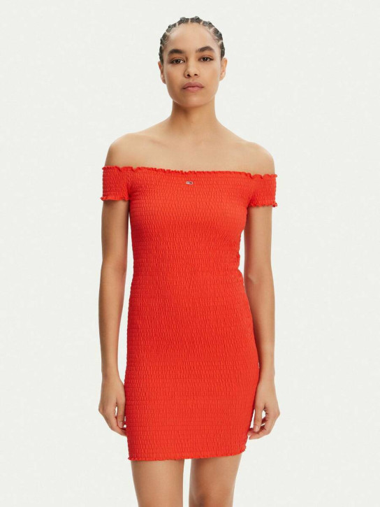 Tommy Jeans dámské oranžové šaty