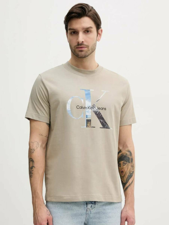 Calvin Klein pánské béžové tričko