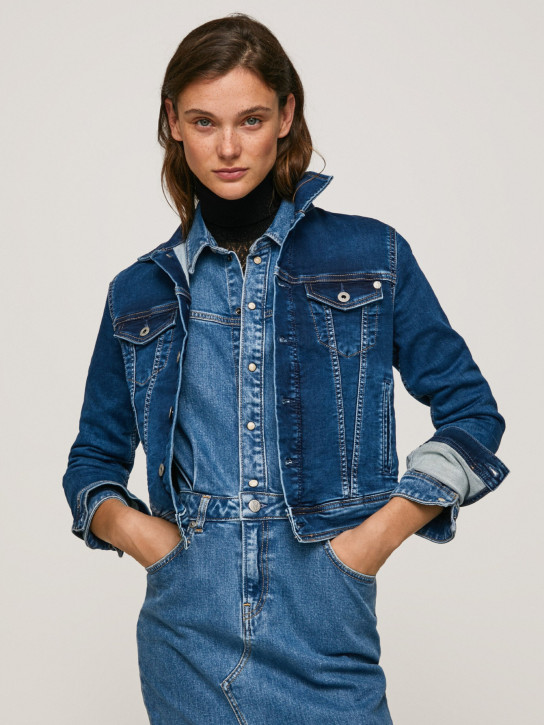 Pepe Jeans dámská tmavě modrá džínová bunda Core