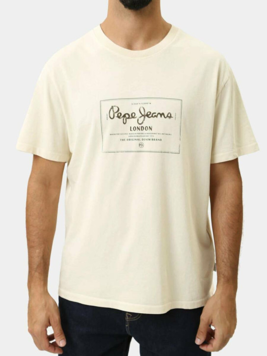 Pepe Jeans pánské béžové tričko Simon