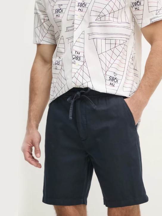 Pepe Jeans pánské tmavě modré lněné šortky