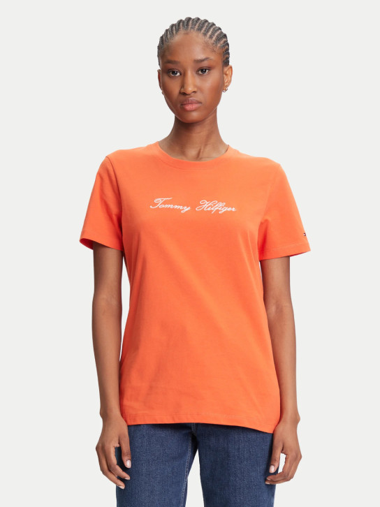 Tommy Hilfiger dámské oranžové tričko