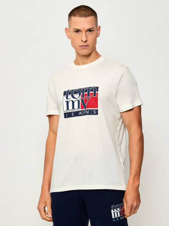 Tommy Jeans pánské krémové triko