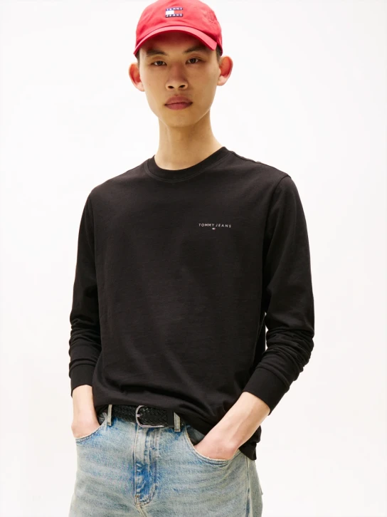 Tommy Jeans pánské černé tričko s dlouhým rukávem