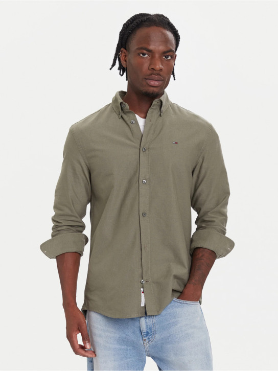 Tommy Jeans pánská khaki zelená košile