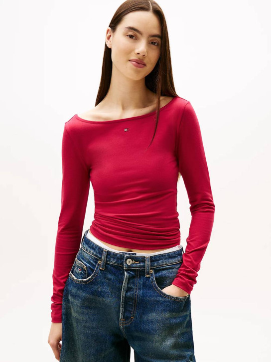 Tommy Jeans dámské růžové tričko