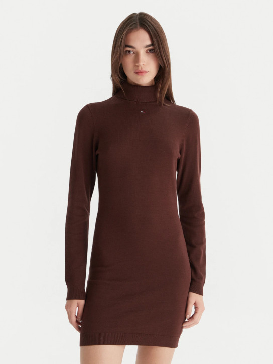 Tommy Jeans dámské hnědé  úpletové šaty