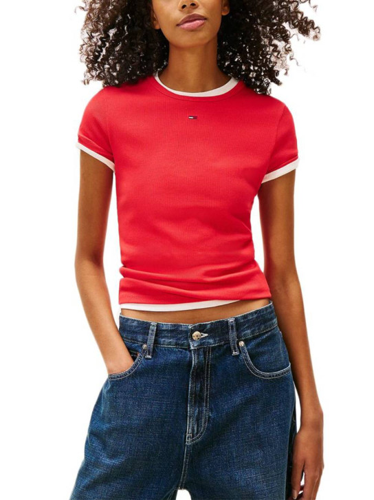 Tommy Jeans dámské červené tričko