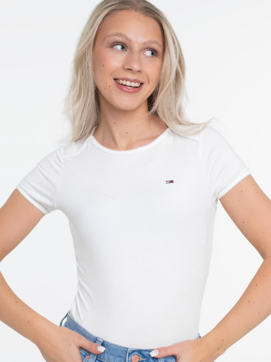 Tommy Jeans dámské krémové tričko