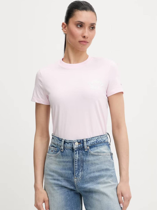 Tommy Jeans dámské růžové tričko