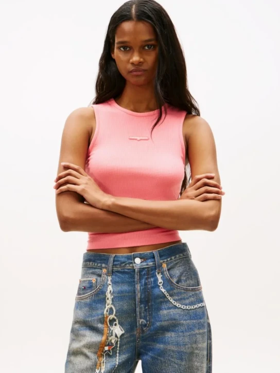 Tommy Jeans dámské růžové tílko