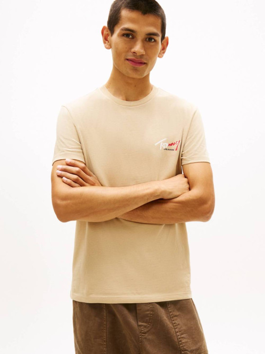 Tommy Jeans pánské béžové tričko