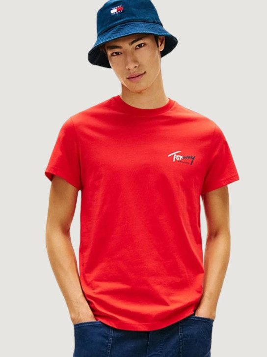 Tommy Jeans pánské červené tričko