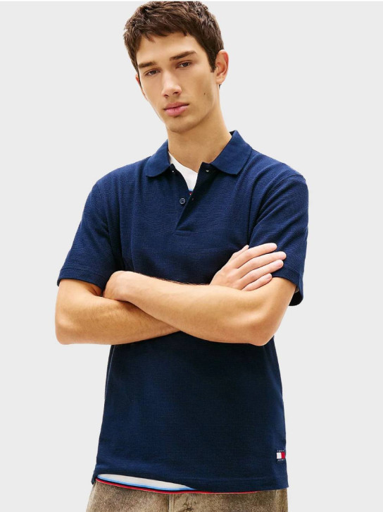 Tommy Jeans pánské modré polo tričko