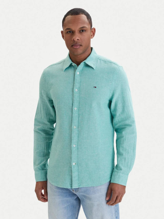 Tommy Jeans pánská zelená košile