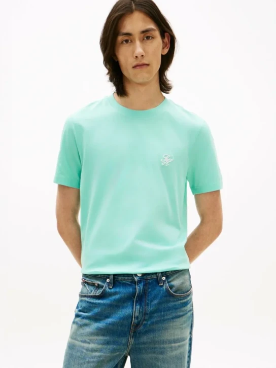 Tommy Hilfiger pánské světle zelené tričko