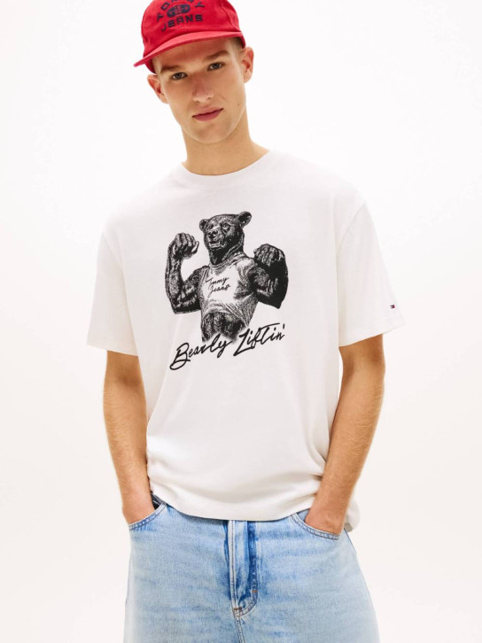 Tommy Jeans pánské krémové tričko